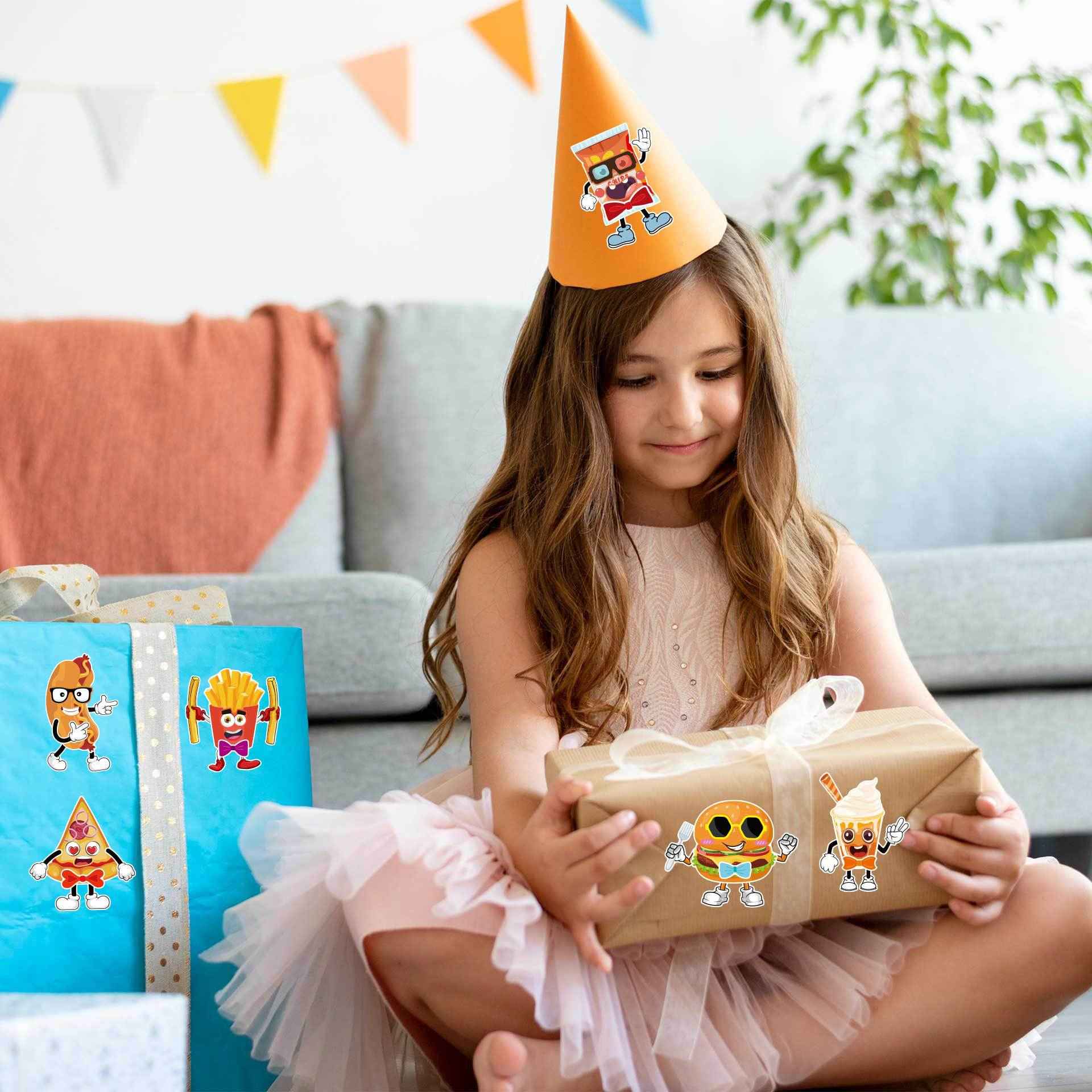 32 Sheets Food Theme Make Your Own Stickers for Kids Birthday Party - TTpen