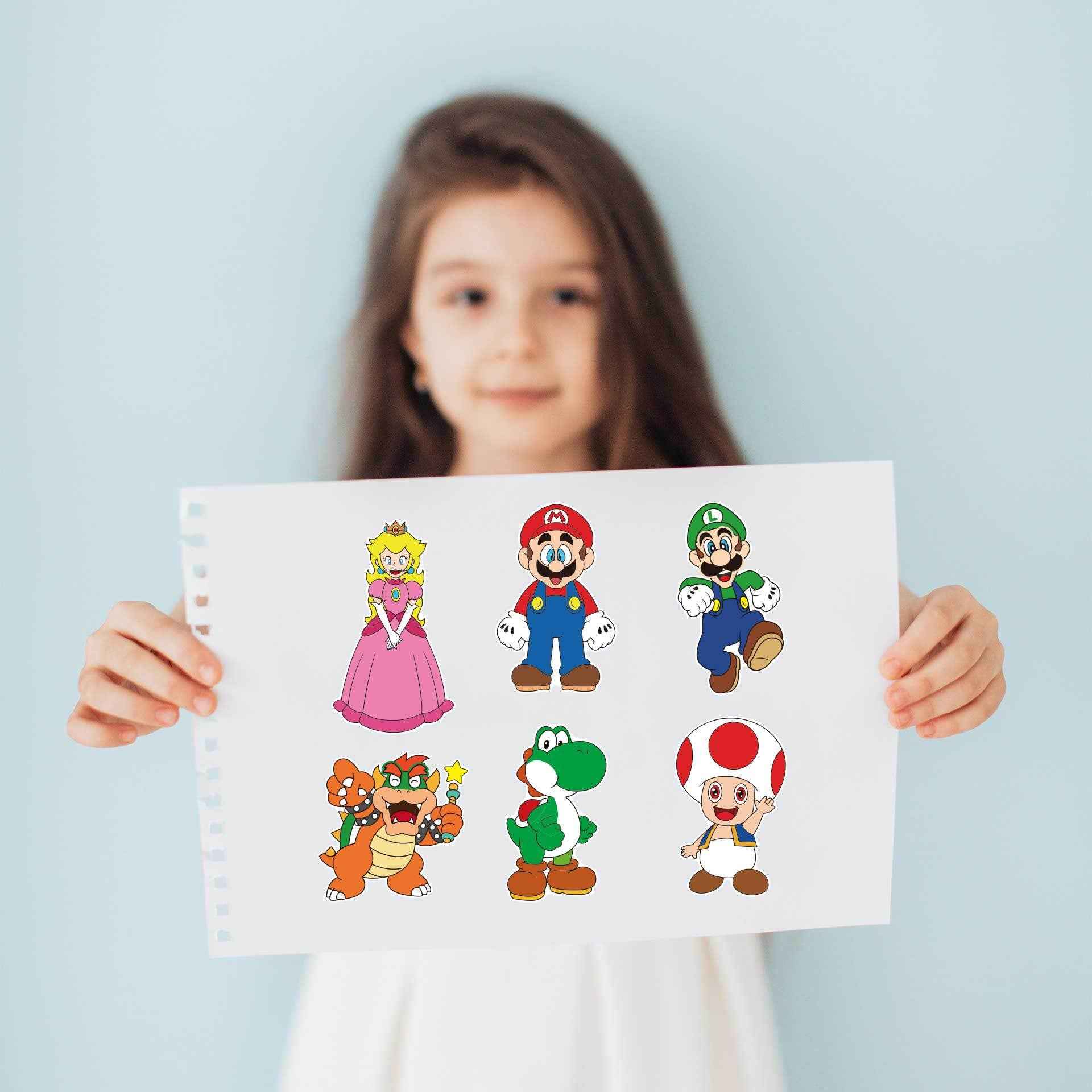 24 Sheets Super Mario Bros Make a Face DIY Stickers for Kids - TTpen