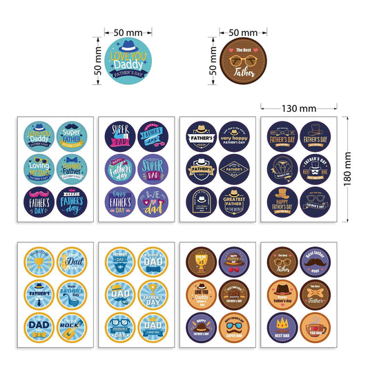 96pcs Father‘s Day Stickers 2 inch Large Round Labels - TTpen