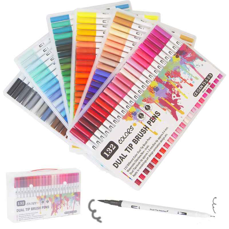 100/120/132 Colors Dual Tip Brush Art Marker Pens - TTpen
