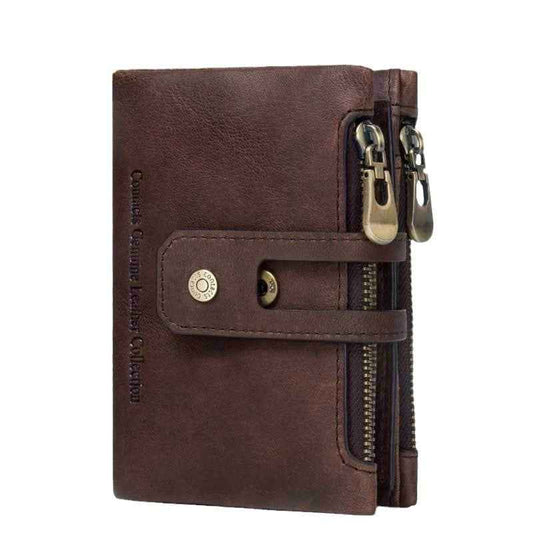 Men Leather Trifold Wallet RFID Blocking