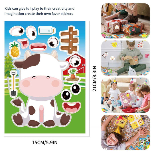 32 Sheets Farm Animals Make Your Own Stickers for Kids - TTpen