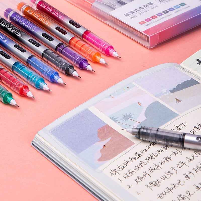 DELI S855 Liquid Ink Rollerball Pens 8 Color 0.5MM Fine Point - TTpen