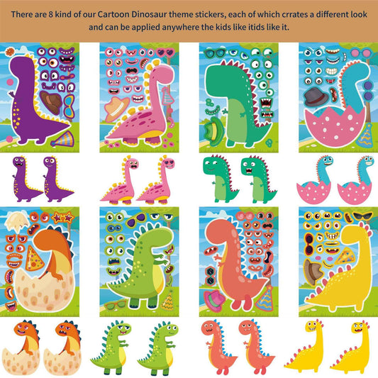 32 Sheets Dinosaurs Cartoon Make Your Own Stickers for Kids - TTpen