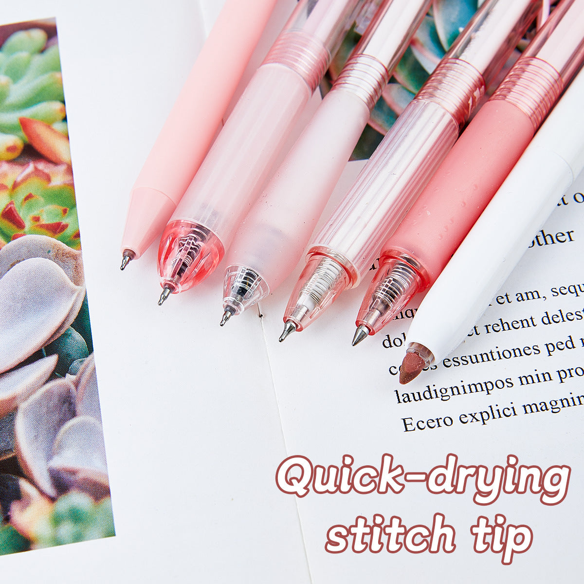 12-Pack (Peach & Coffee ) 0.5mm Black Gel Pens with Highlighters