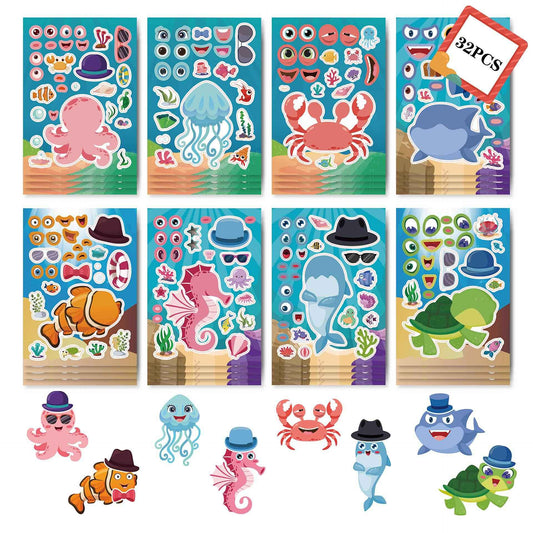 32 Sheets Sea Animals Make Your Own Stickers for Kids - TTpen