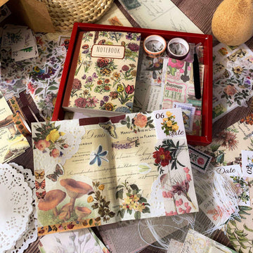 265 PCS Vintage Flower Scrapbook Kit with A6 Notebook - TTpen