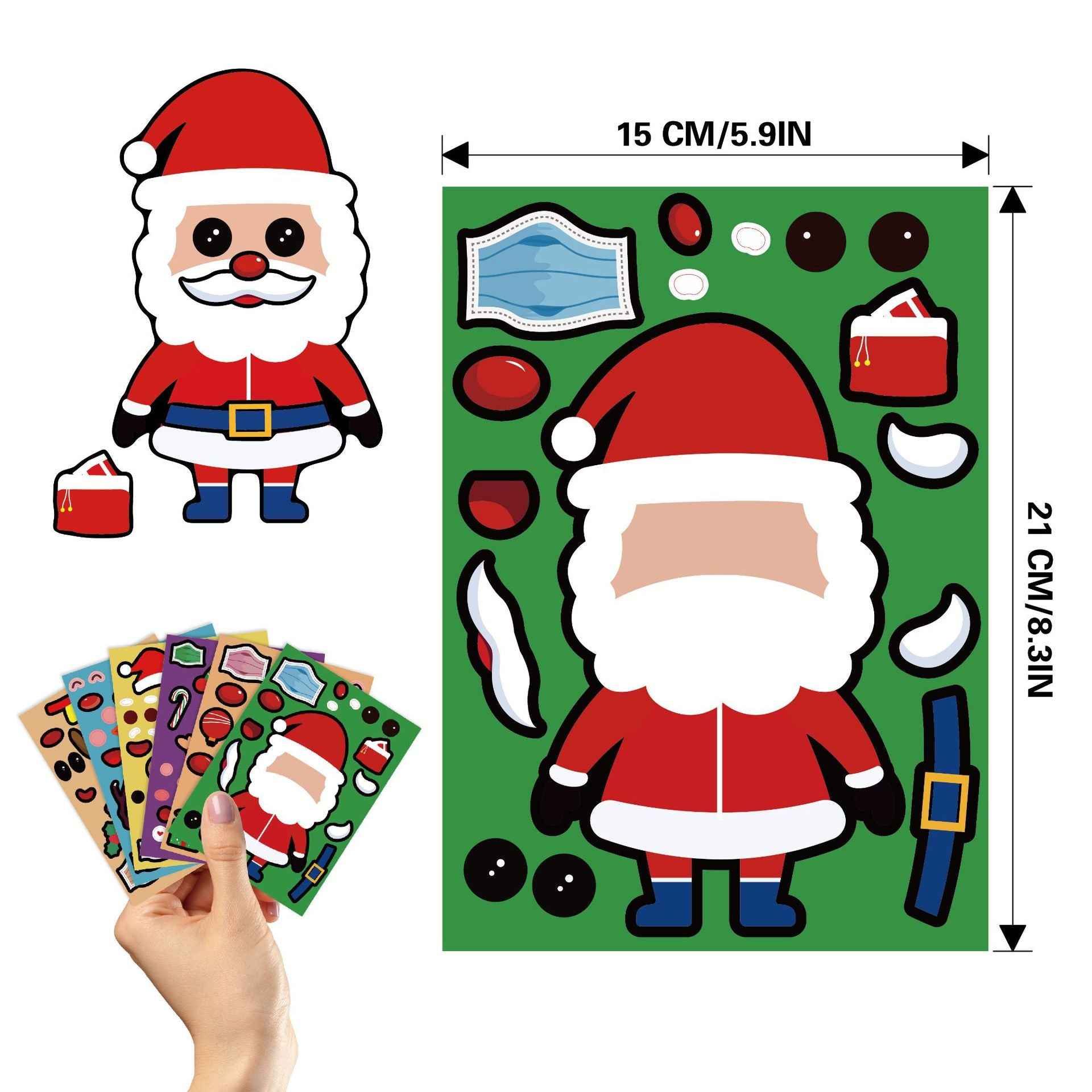 24 Sheets Christmas Make a Face Stickers for Kids Cards Crafts - TTpen