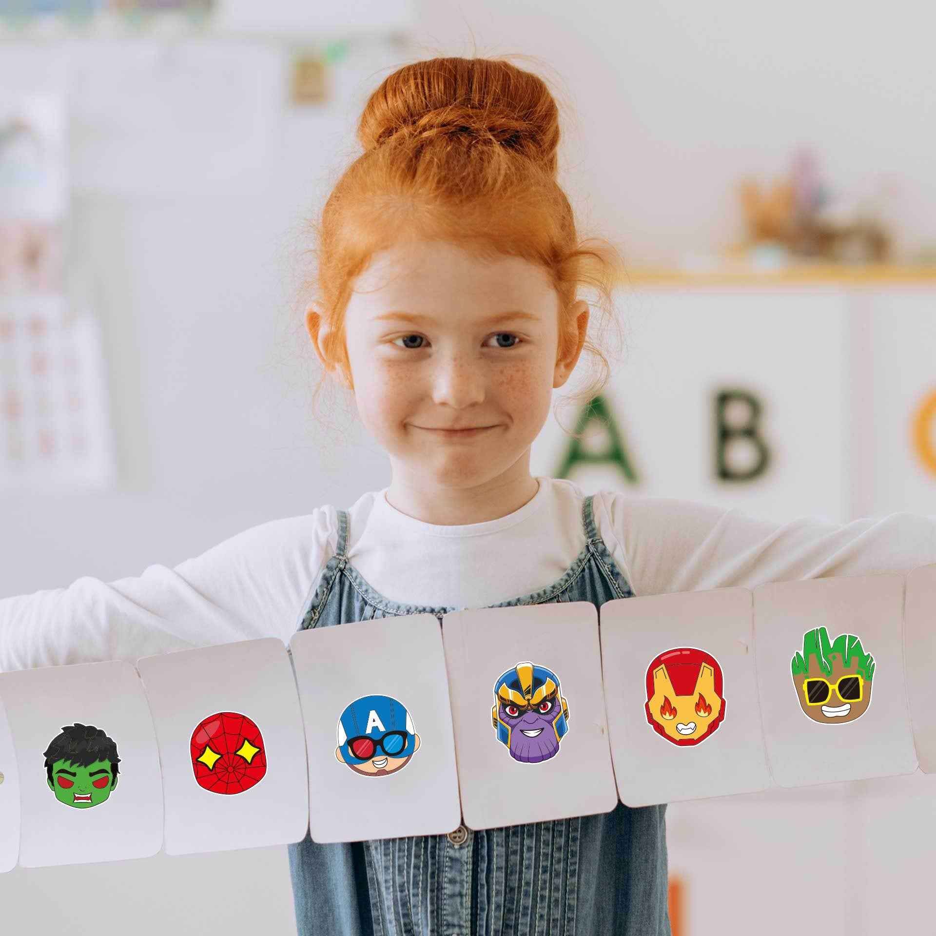 32 Sheets Cartoon Marvel Make a Face DIY Stickers for Kids - TTpen