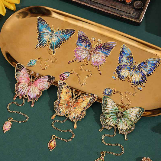 6-Piece Vintage Butterfly Metal Bookmarks with Tassels – Book Lover Gifts