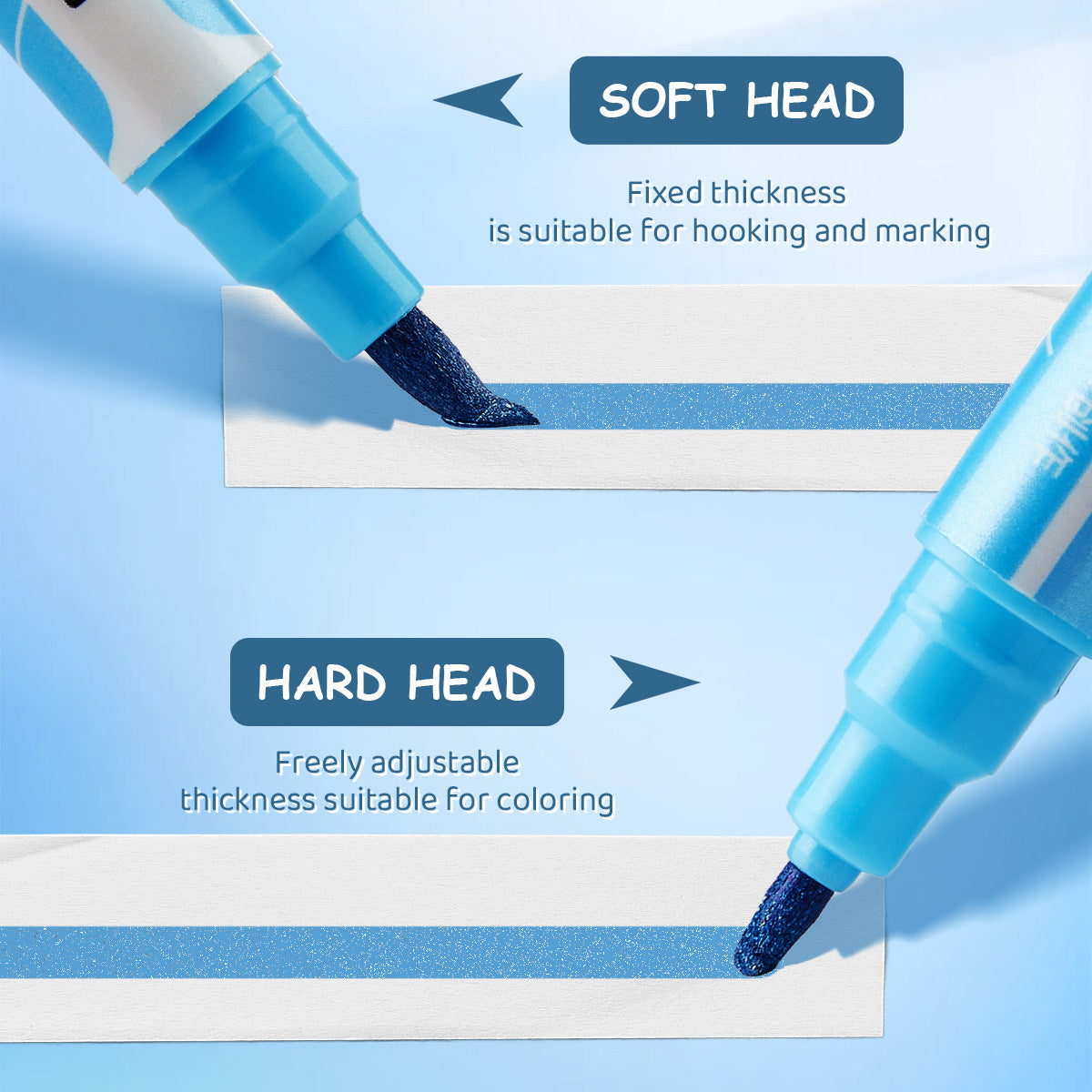 SHANDS 24 Colors Metallic Brush Pens Dual Tip Calligraphy Markers