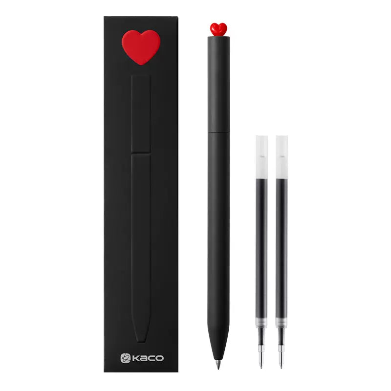 Kaco First Roller Heart Gel Ink Pen with 2 Refills 0.5mm Black Black