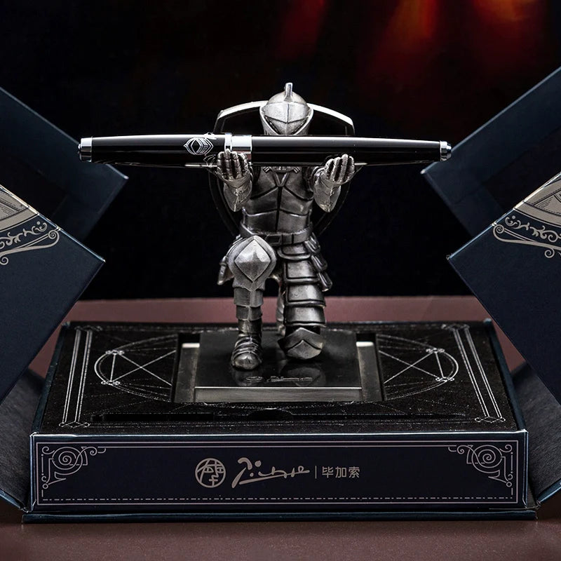 Picasso Knight Fountain Pen Gift Set Fine Nib Brass Pen Alloy Base - TTpen