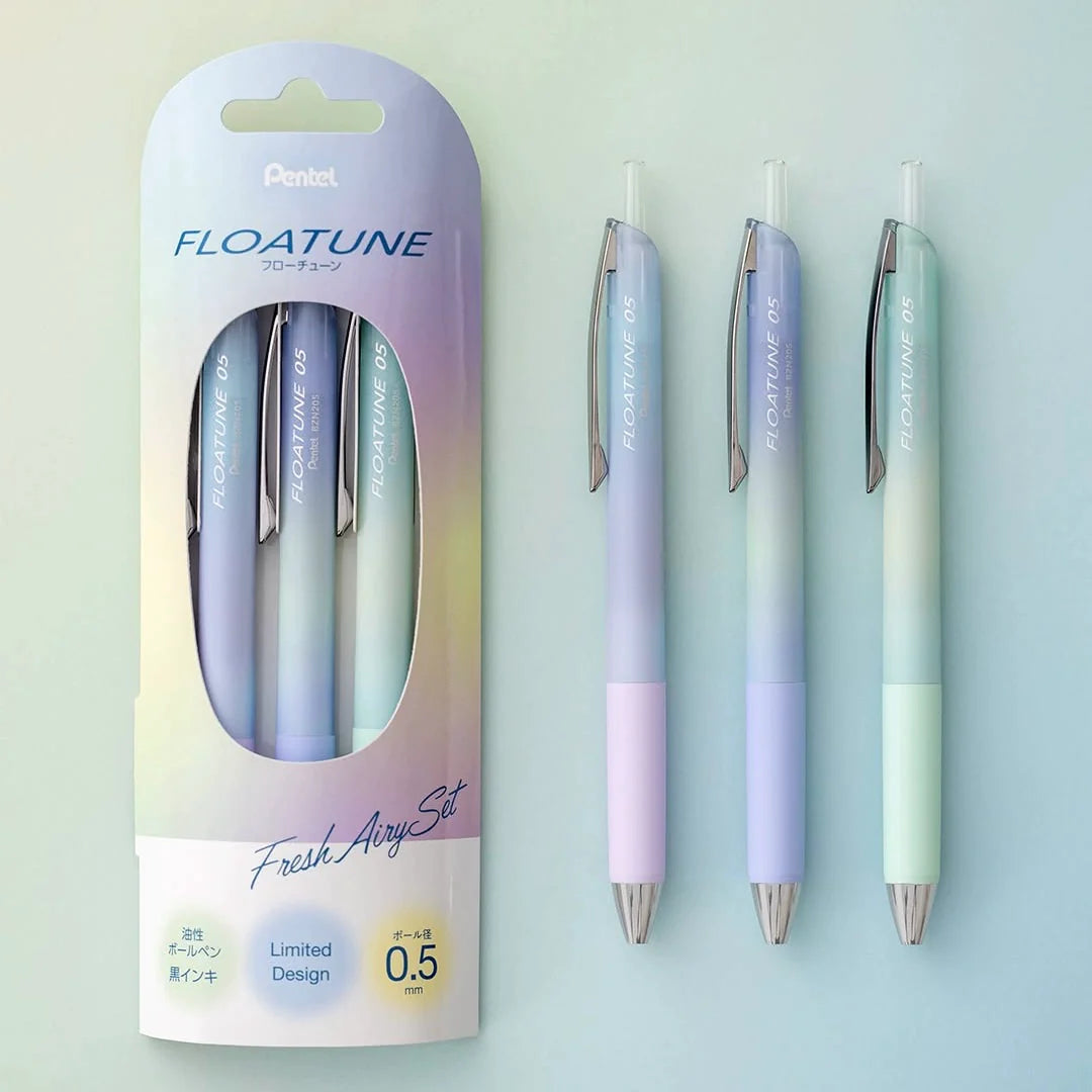 Pentel Floatune Ballpoint Pen Airy Set 0.5mm 3 Pack [Limited Design]