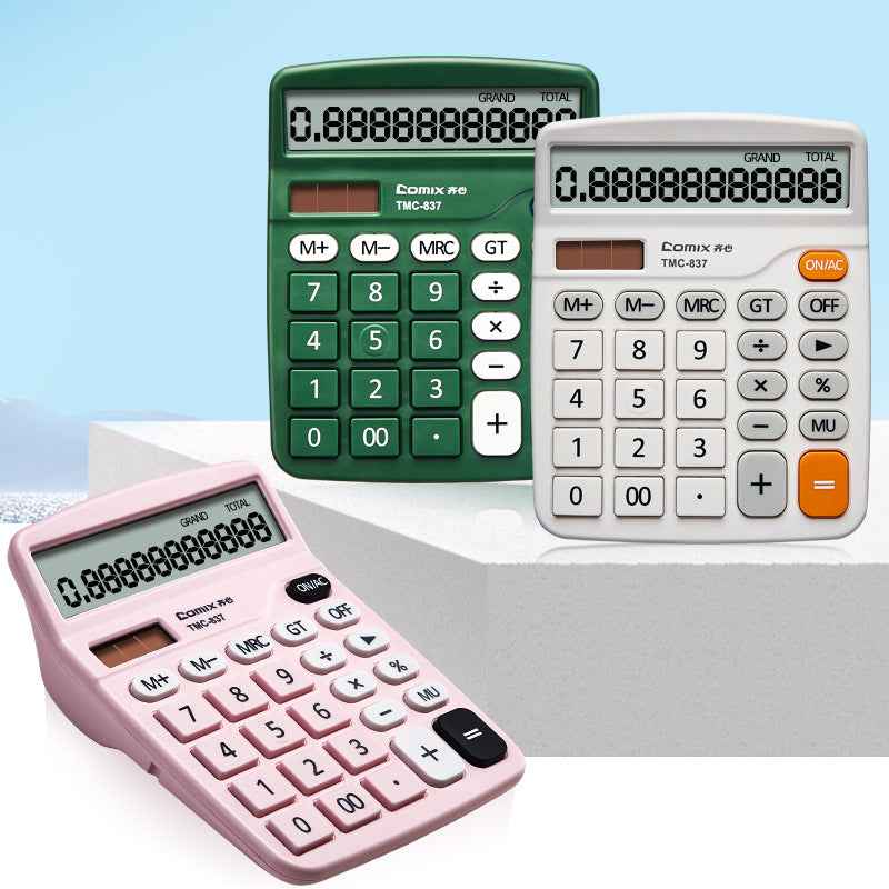 Comix TMC-837 Desktop Calculator Solar Battery Dual Power 12 Digits - TTpen