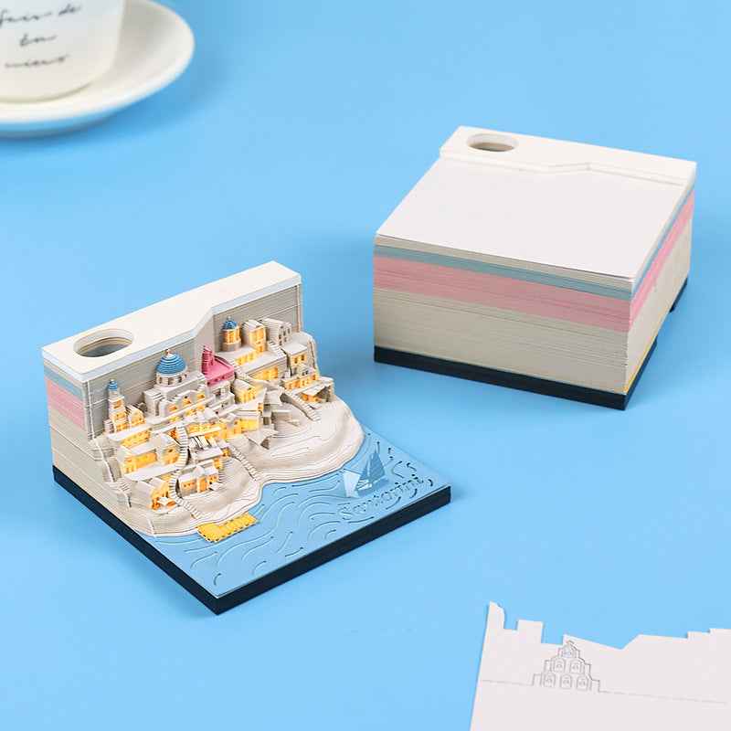 2024 Time Piece Santorini 3D Calendar Memo Pad with LED Lights - TTpen