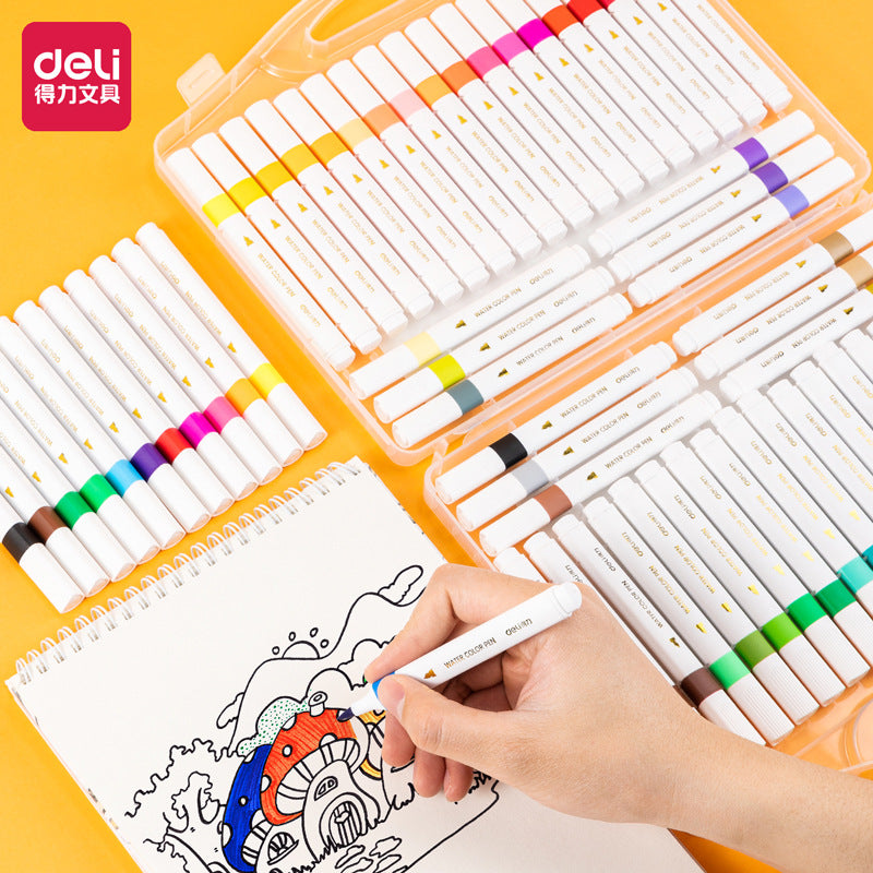 DELI Watercolor Brush Markers,36 Piece, Multicolor,70741-36