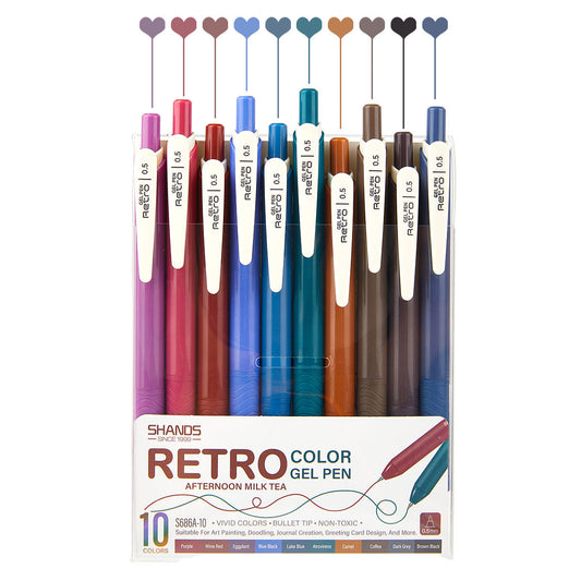 SHANDS S686 Retro /Juice Colored Gel Ink Pens Retractable 0.5mm