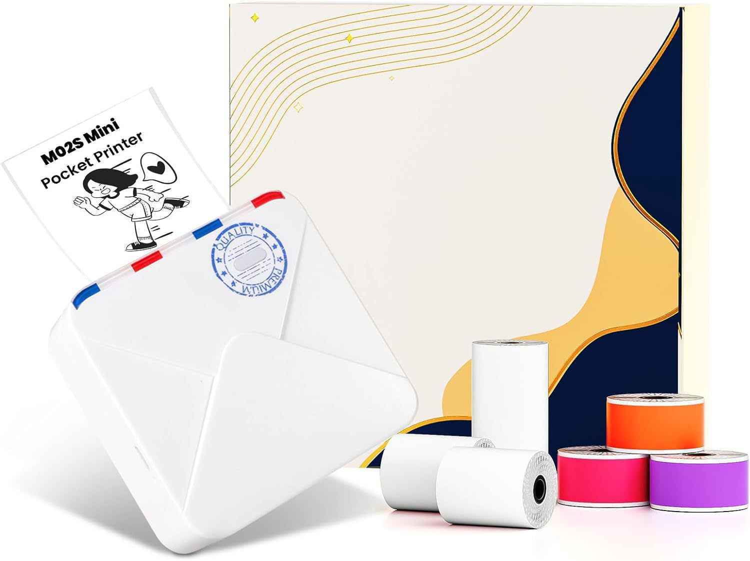 Phomemo M02S HD Bluetooth Thermal Photo Printer with 6 Roll Paper - TTpen