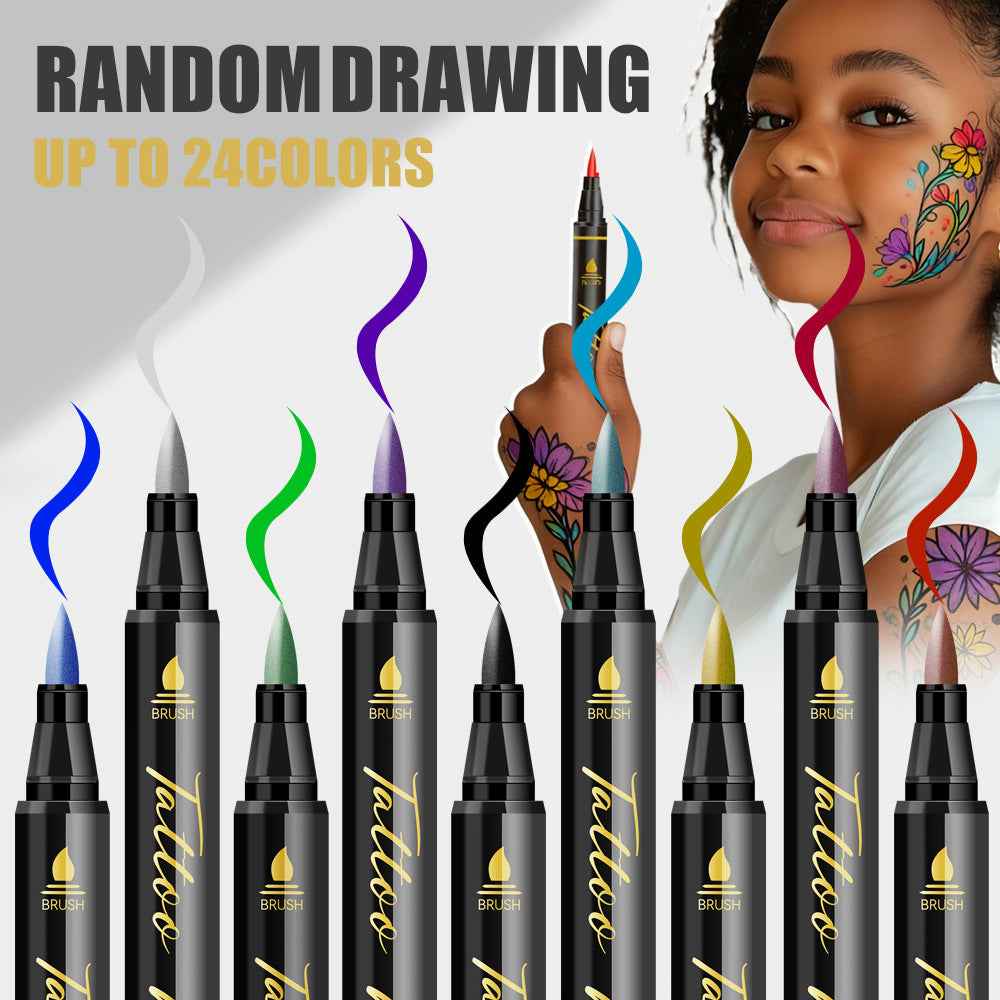 10/12/18/24 Colors Temporary Tattoo Markers Set