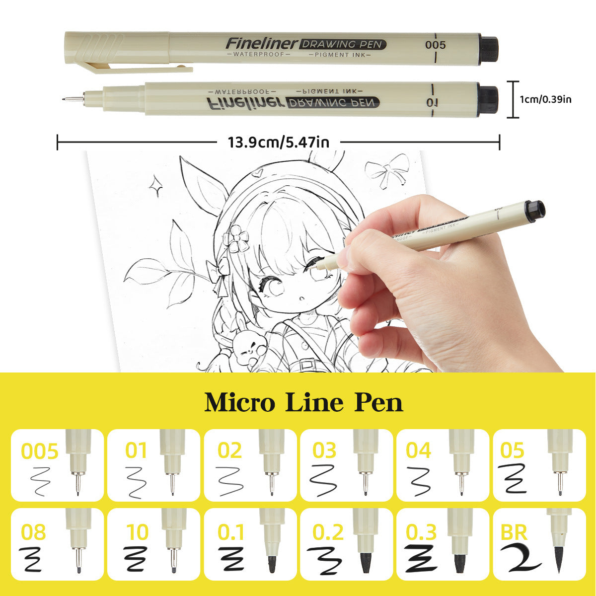 SHANDS 12-Pack Black Ink Fineliner Drawing Pens