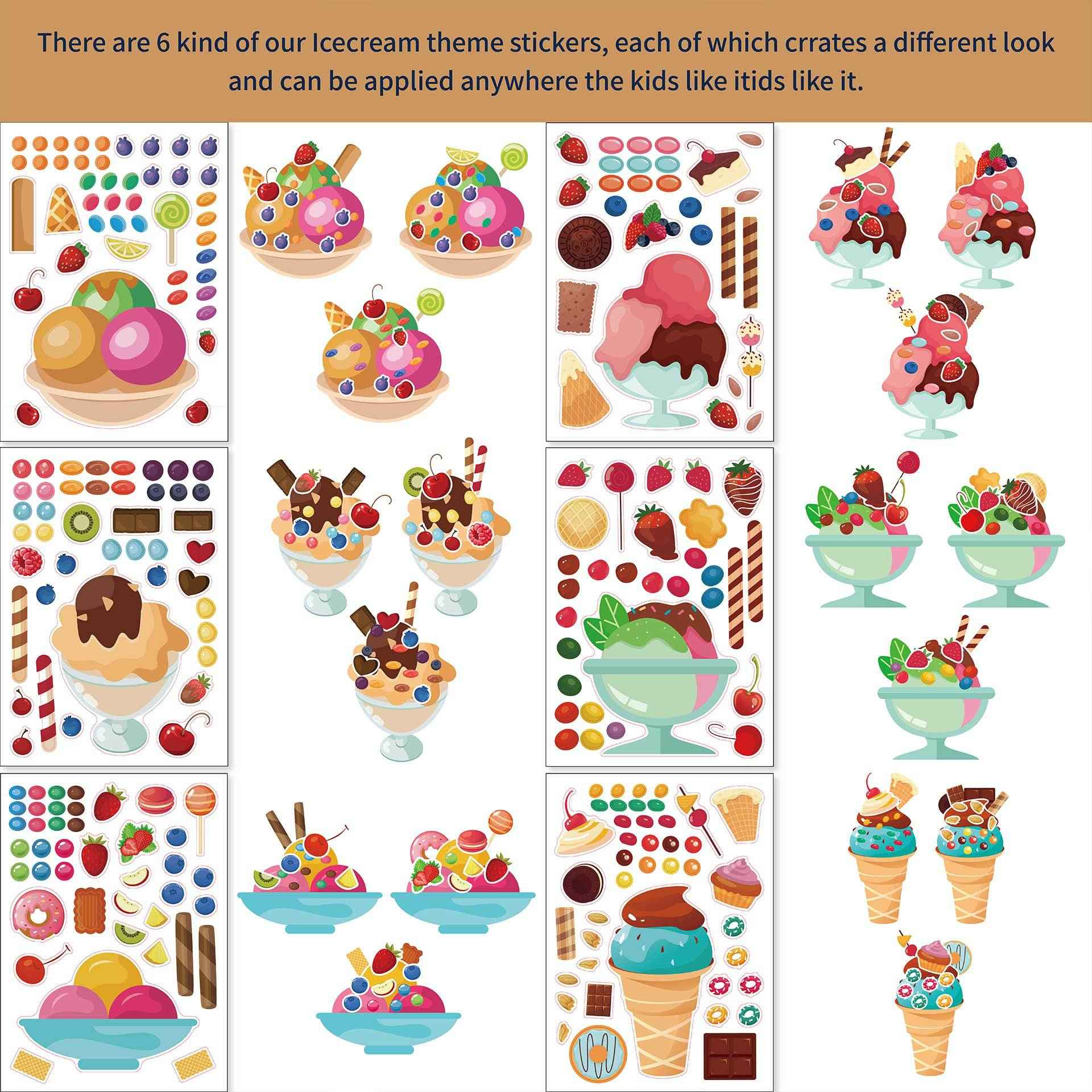 24 Sheets Icecream Theme Make Your Own Stickers for Kids - TTpen