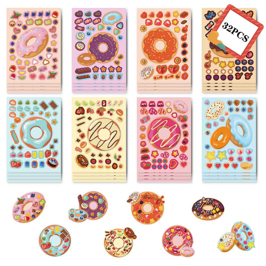 32 Sheets Donuts Make Your Own Stickers for Kids - TTpen