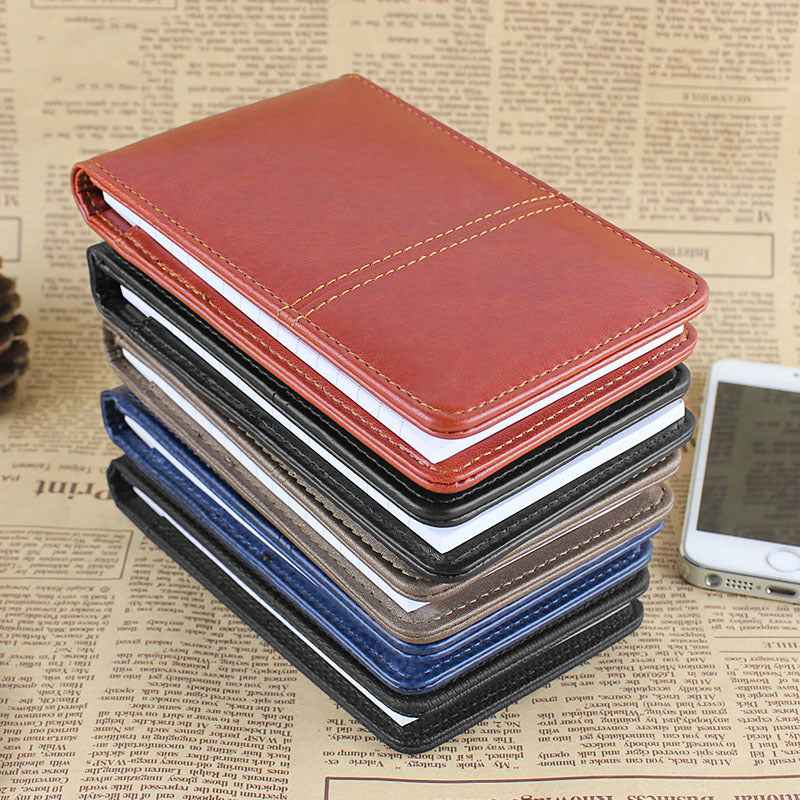 A7 Pocket PU Leather Mini Notepad with Calculator Ballpoint Pen Holder - TTpen