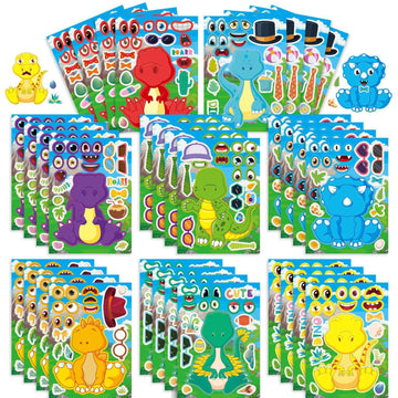 32 Sheets Cartoon Dinosaur Theme Make Your Own Stickers for Kids - TTpen