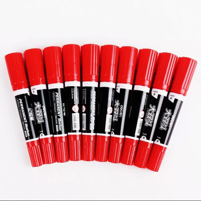 Deli S555 Permanent Marker Black Blue Red 10 Pack Red