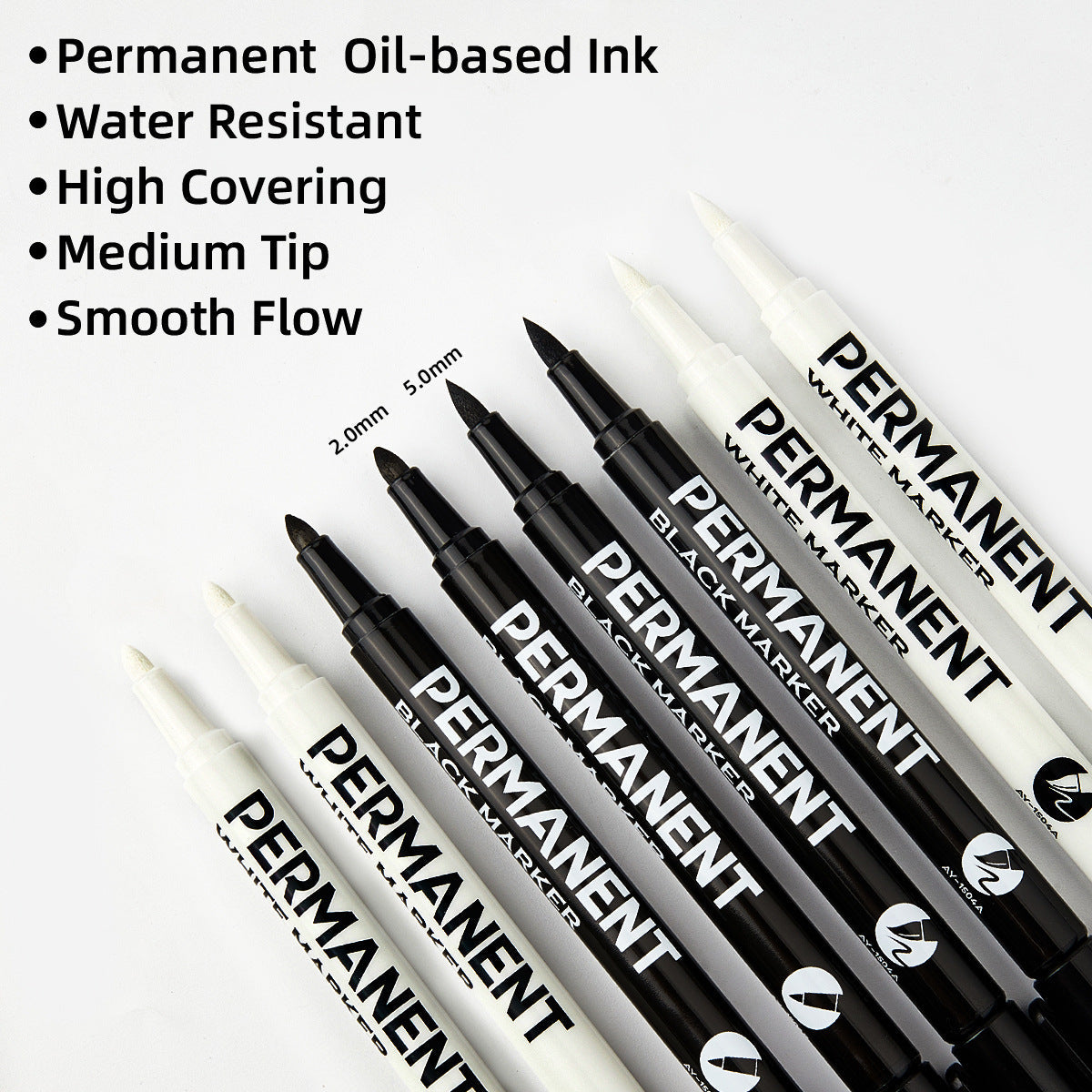 12pcs Industrial Oil-Based Permanet White Black Marker Pens