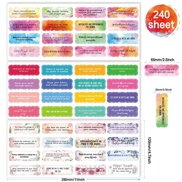 240 Sheets Motivational Inspirational Watercolor Stickers - TTpen