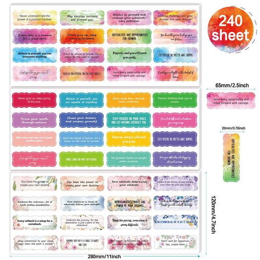 240 Sheets Motivational Inspirational Watercolor Stickers - TTpen
