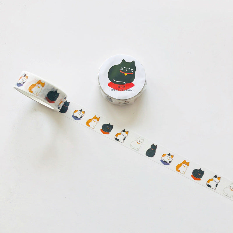 6 Adorable Cat Washi Tape Set – 1.5cm x 5m for Journaling Scrapbooking
