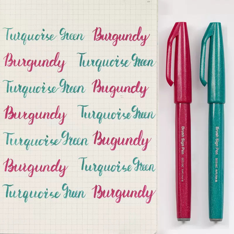 Pentel Fude Touch Sign Pen,Felt Pen Like Brush Stroke,2 Pack A