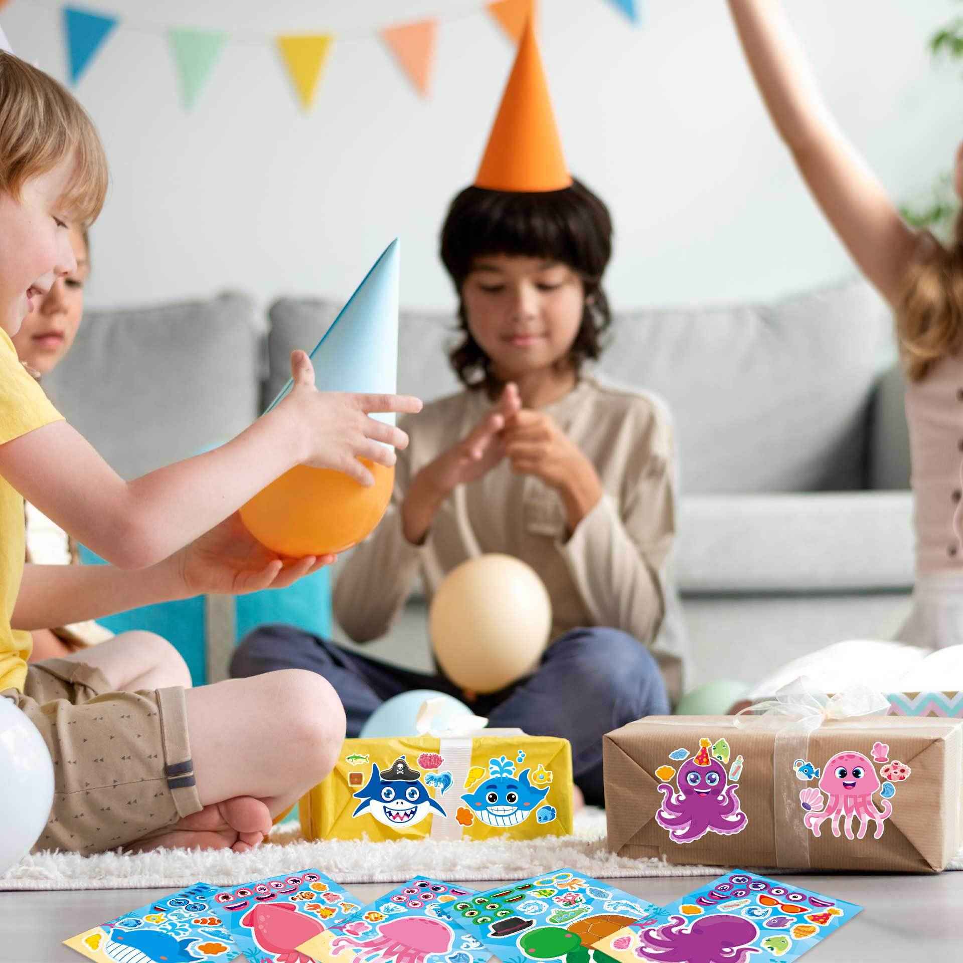 32 Sheets Cartoon Ocean Animals Make Your Own Stickers for Kids - TTpen