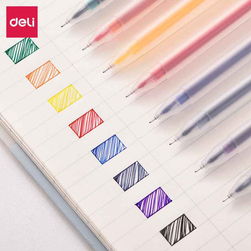 DELI A119 Colors Gel Pen Needle Tip 0.5mm Fine Point 12 Pack - TTpen