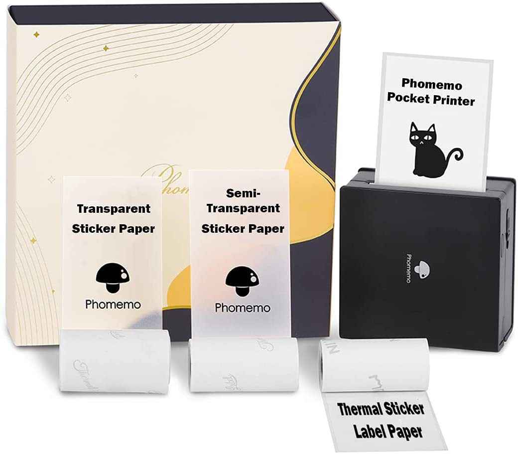 Phomemo M02 Label Maker Portable Thermal Printer with 3 Rolls Paper - TTpen
