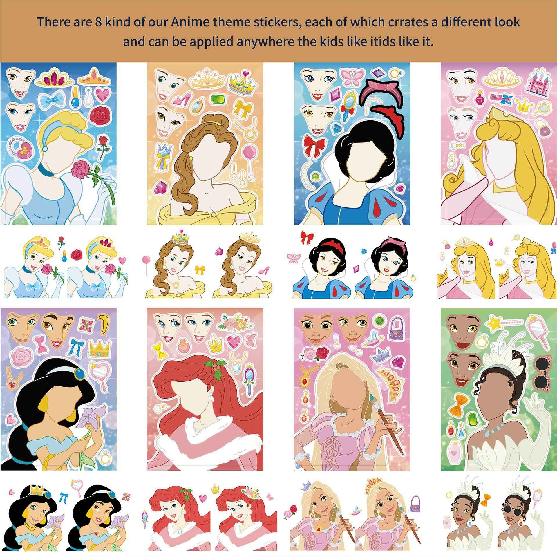 32Pcs Cartoon Princess Make a Face Stickers for Kids Girls - TTpen