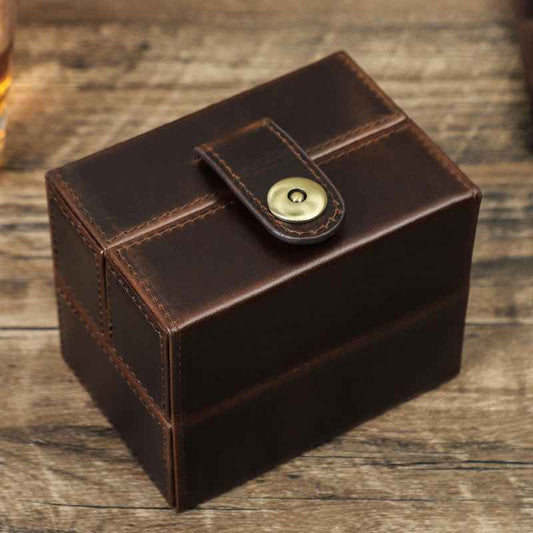 Double Open Genuine Leather Single Watch Organizer Box Case