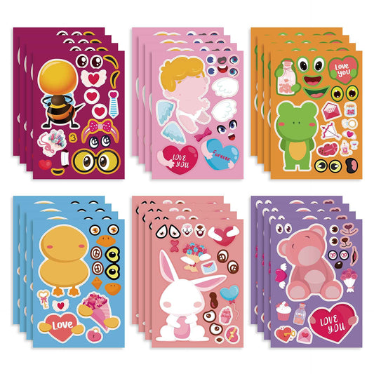 24 Sheets Valentine's Day Love You Animal Stickers for Kids - TTpen
