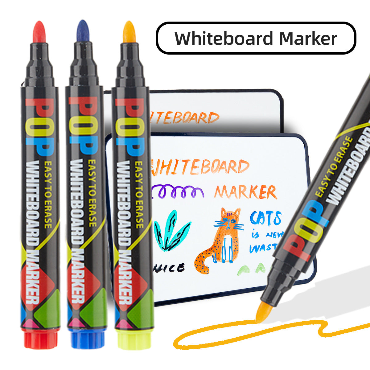 12-Color POP Whiteboard Markers Set Erasable Dry Erase