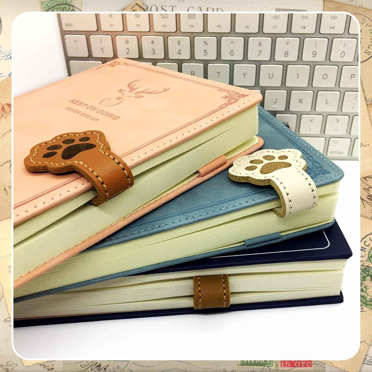3PCS Paw Shaped Magnetic Leather Bookmarks for Pet Lovers