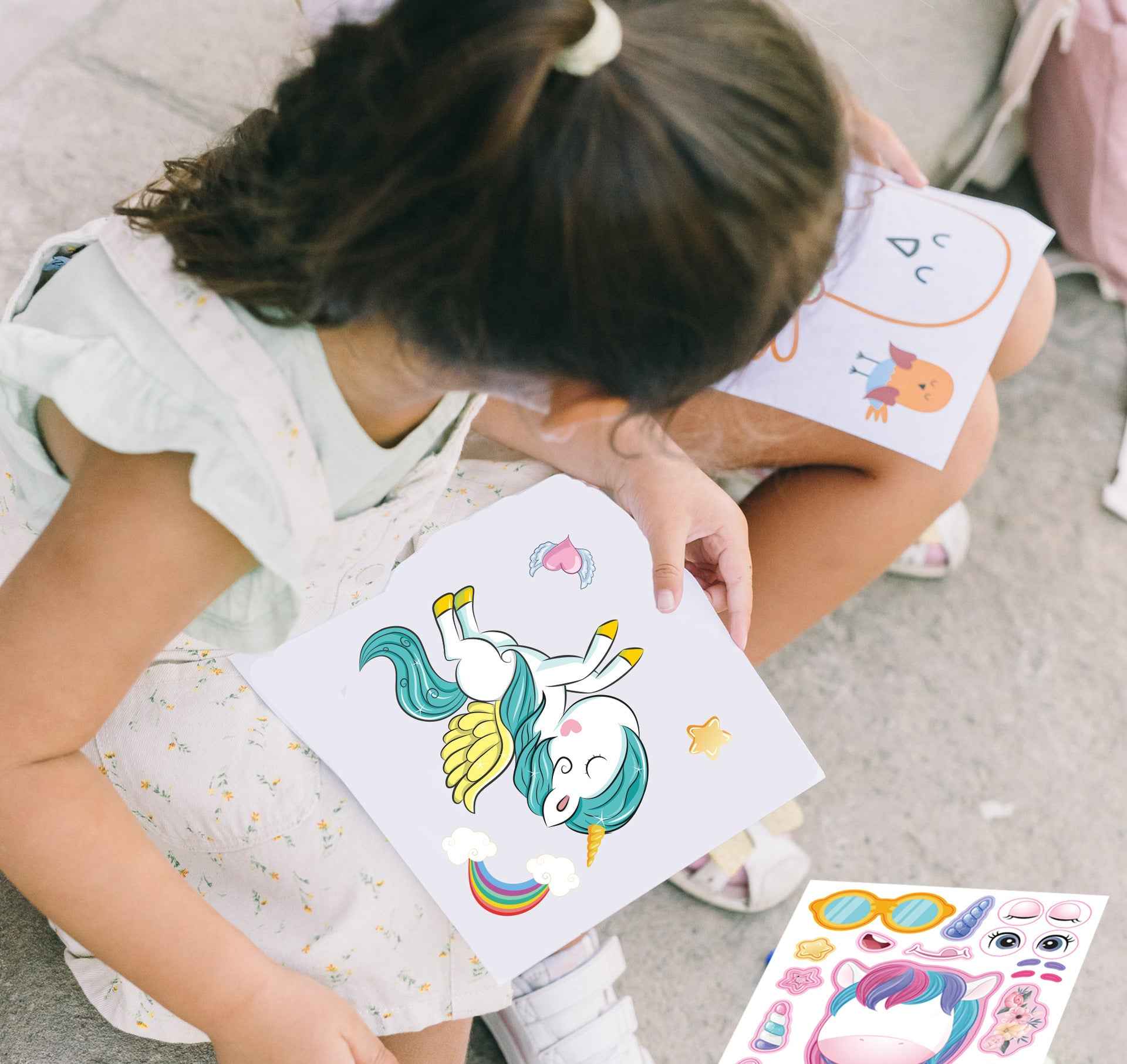24 Sheets 8.27''×5.9'' Make Your Own Unicorn Stickers - TTpen