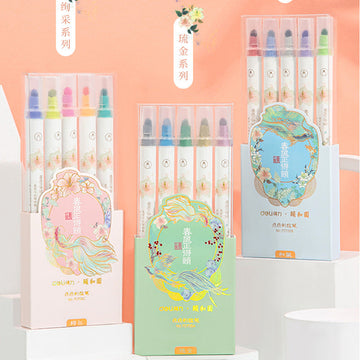 DELI Summer Palace Dot Metallic Marker Pens Set 15 Color Dual Tip