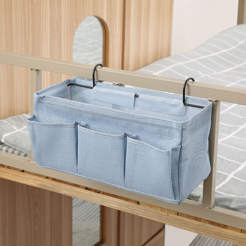 Bedside Caddy Organizer Hanging Storage with 3 Pockets Blue