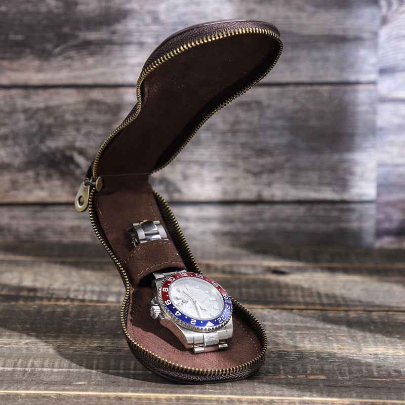 Crazy Horse Cow Genuine Leather Series Watch Storage Pouch Bag Case