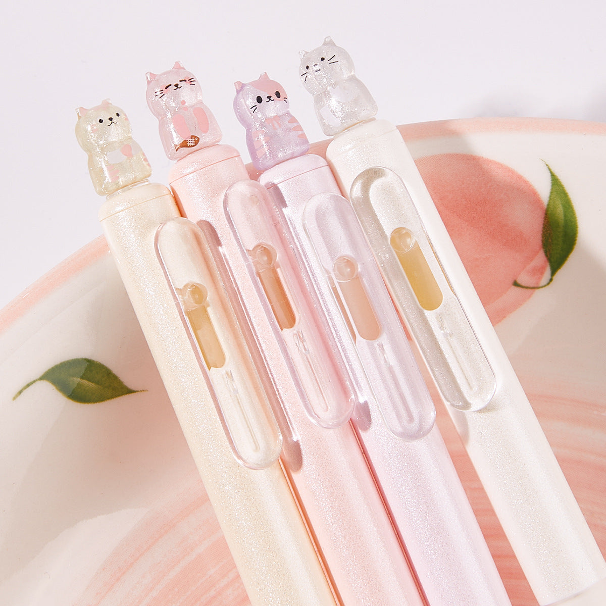 8 Pack Cute Rotating Cat Click Gel Pens - 0.5mm Black Ink