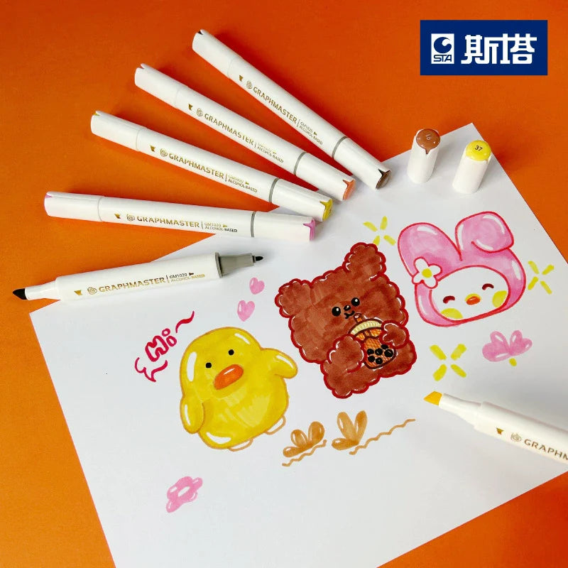 STA Graphmaster 168-Color Alcohol Marker Set with Storage Backpack