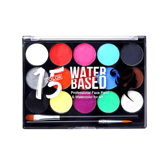 15 Color Face Painting Kit for Kids Makeup with 2 Brushes